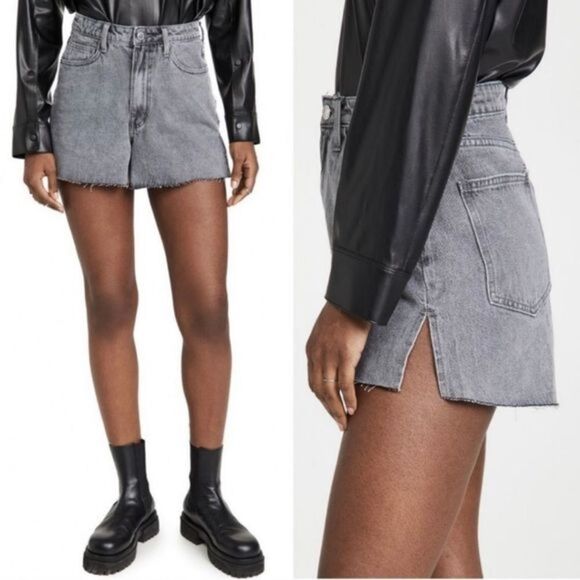 Anthropologie WeWoreWhat The Boyfriend Shorts Rigid‎ Demin Washed Grey Size 25 - Picture 1 of 11
